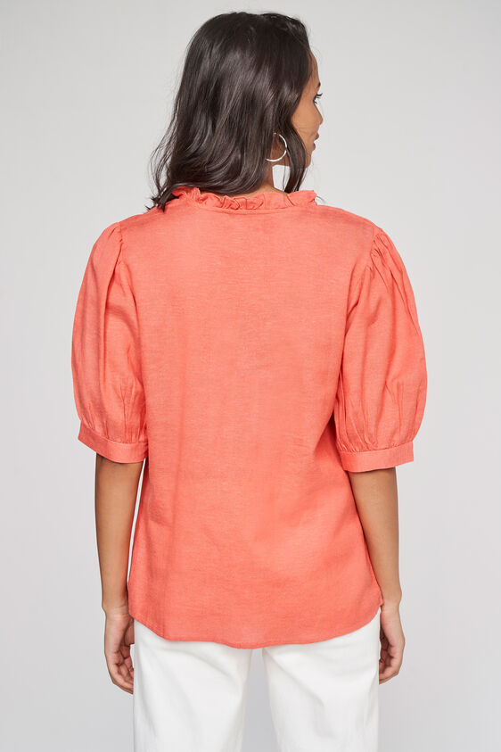 Peach Solid Straight Top, Peach, image 4